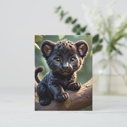 Baby panter in het Oerwoud, Postcrossing Briefkaar Briefkaart (Staand voorkant)