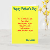 Baby pappa vaderdag wenskaarten kaart (Gele Bloem)