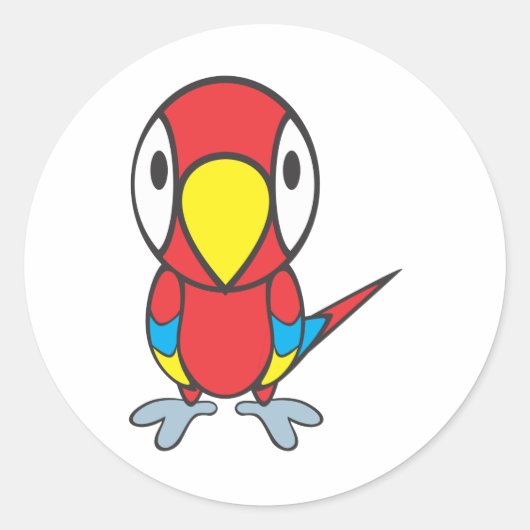 Baby Parrot Cartoon Ronde Sticker (Voorkant)