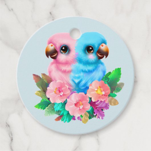 Baby Parrot Twins Bedankjes Labels (Voorkant)