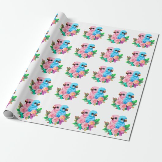 Baby Parrot Twins Cadeaupapier (Uitgerold)