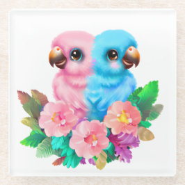 Baby Parrot Twins Glazen Onderzetter