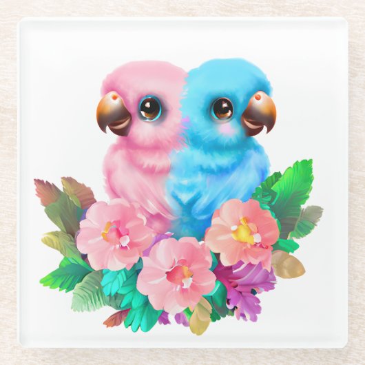 Baby Parrot Twins Glazen Onderzetter (Voorkant)