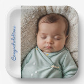 baby Party foto gefeliciteerd Papieren Bordje (Voorkant)