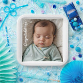 baby Party foto gefeliciteerd Papieren Bordje (Feest)