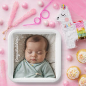 baby Party foto gefeliciteerd Papieren Bordje (Feest)