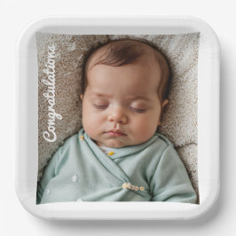 baby Party foto gefeliciteerd Papieren Bordje