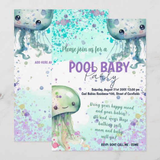 Baby party - Jelly fishes Kaart (Voorkant / Achterkant)