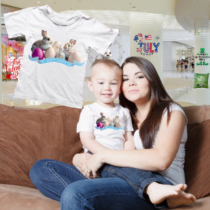 Baby Pasen T-shirt Twee Konijnen & Paaseieren