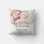 Baby pasgeboren welkomnamenaam foto kussen (Voorkant)