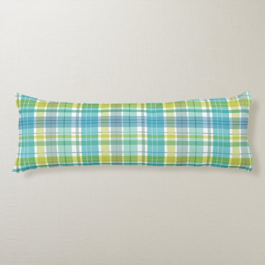 Baby Pastel Plaid Blauw Groen Lichaamskussen (Voorkant)