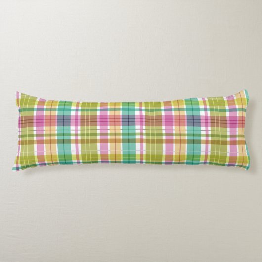Baby Pastel Plaid Pink Blue Green Lichaamskussen (Voorkant)