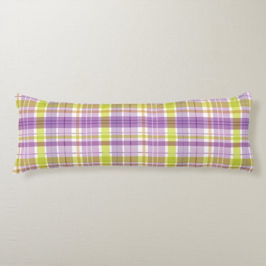 Baby Pastel Plaid Purple Green Lichaamskussen (Voorkant)