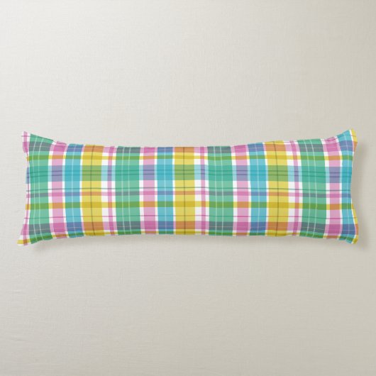 Baby Pastel Plaid Roze Blauw Groen Lichaamskussen (Voorkant)