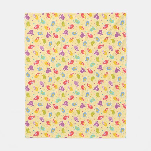 Baby-patroon met schattige vogels fleece deken (Voorkant)