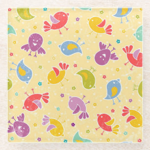Baby-patroon met schattige vogels glazen onderzetter