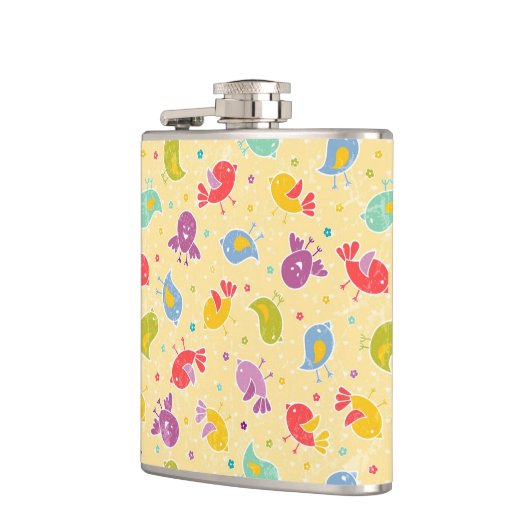 Baby-patroon met schattige vogels heupfles (Links)