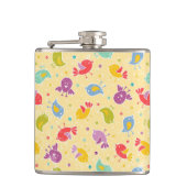 Baby-patroon met schattige vogels heupfles (Voorkant)