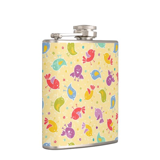 Baby-patroon met schattige vogels heupfles (Rechts)