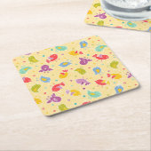 Baby-patroon met schattige vogels kartonnen onderzetters (Schuin)