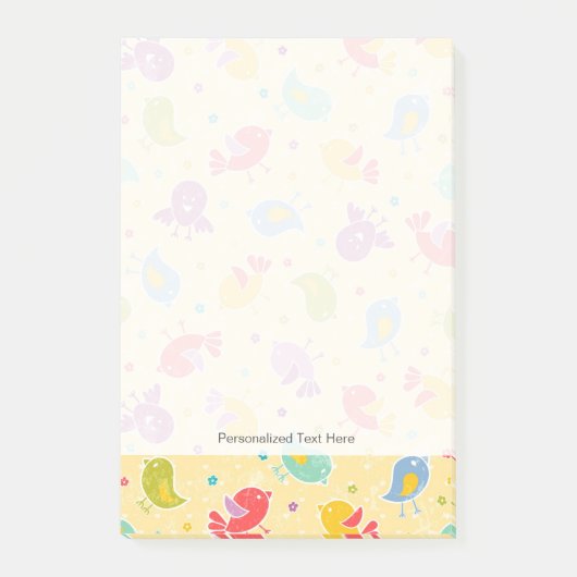 Baby-patroon met schattige vogels post-it® notes (Voorkant)