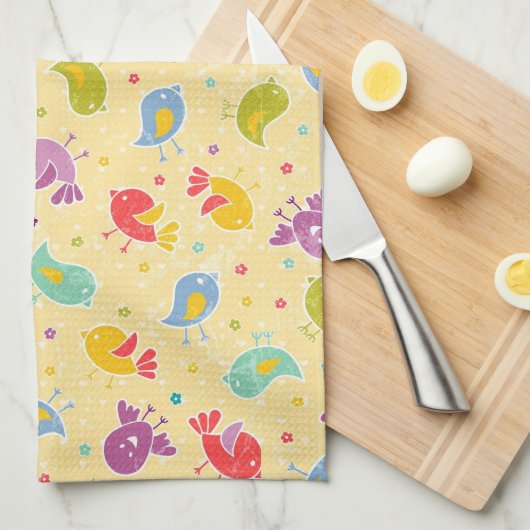 Baby-patroon met schattige vogels theedoek (Quarter Fold)