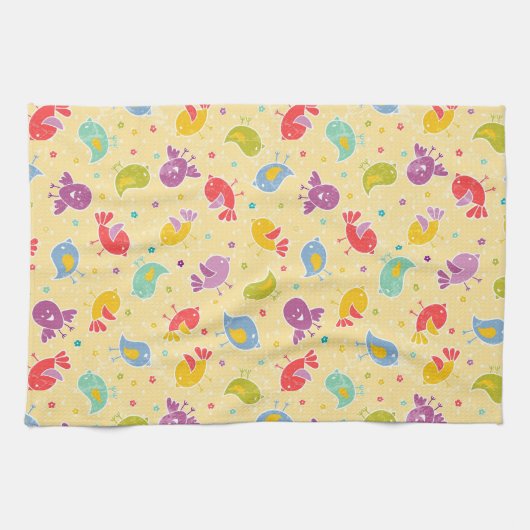 Baby-patroon met schattige vogels theedoek (Horizontaal)