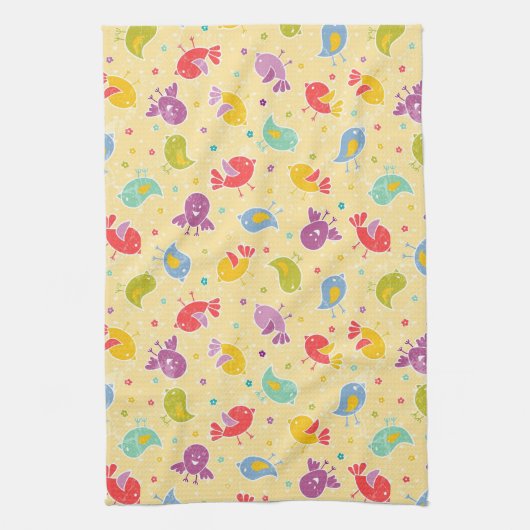 Baby-patroon met schattige vogels theedoek (Verticaal)