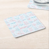 baby patroon met teddybeer kartonnen onderzetters (Schuin)