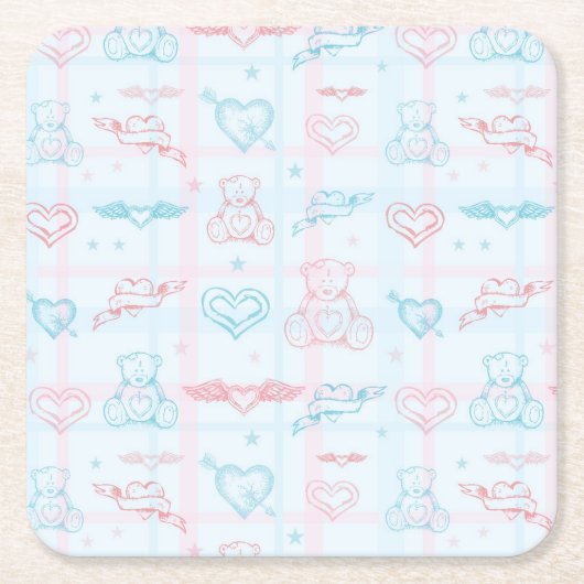 baby patroon met teddybeer kartonnen onderzetters (Voorkant)