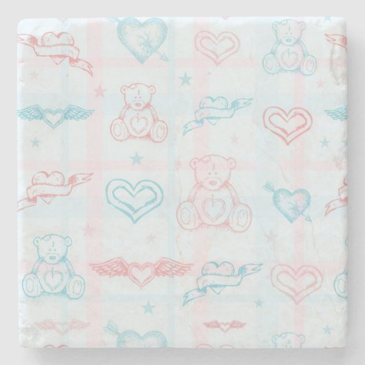 baby patroon met teddybeer stenen onderzetter (Voorkant)