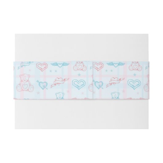 baby patroon met teddybeer uitnodigingen wikkel (Achterkant Voorbeeld)