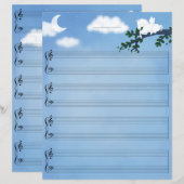 Baby Pegasus Piano Music Briefpapier Grand Staff (Voorkant / Achterkant)
