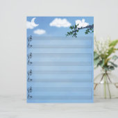 Baby Pegasus Piano Music Briefpapier Grand Staff (Staand voorkant)