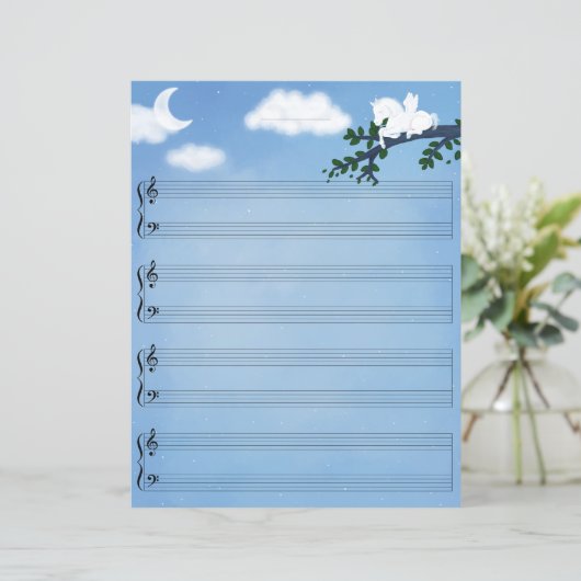 Baby Pegasus Piano Music Briefpapier Grand Staff (Staand voorkant)