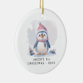 Baby Penguin| Baby's Eerste Kerstmis Keramisch Ornament (Rechts)