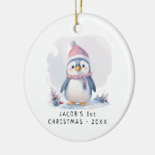 Baby Penguin| Baby's Eerste Kerstmis Keramisch Ornament (Links)
