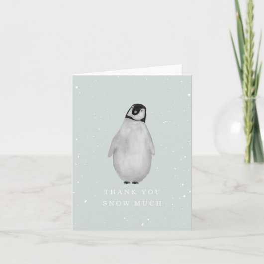 Baby Penguin Blue Boy Winter Baby shower Dank Bedankkaart (Voorkant)