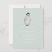 Baby Penguin Blue Winter Baby shower Kaart (Voorkant)