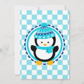 Baby Penguin Blue Winter Birthday Party Kaart (Achterkant)