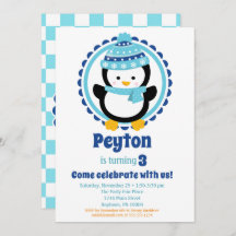 Baby Penguin Blue Winter Birthday Party