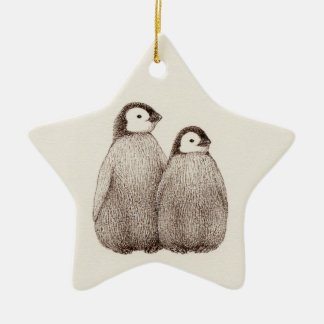 Baby Penguin Brothers Star Ornament