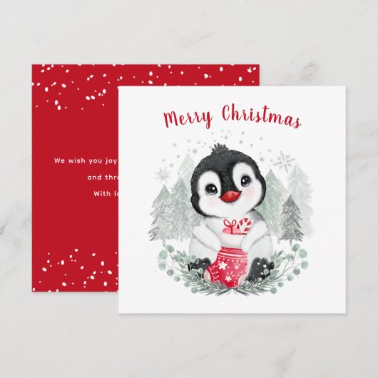 Baby Penguin Cute-kerstkaart Kaart (Voorkant / Achterkant)