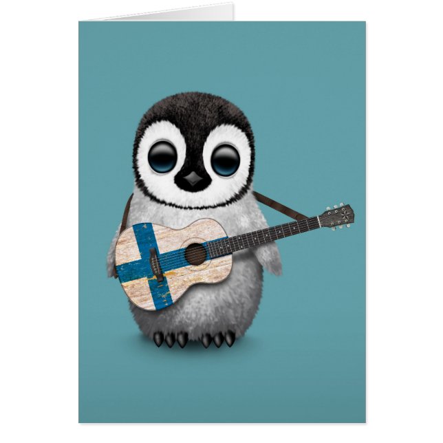 Baby Penguin die Finse vlag speelt (Voorkant)