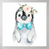 Baby Penguin Floral Bow Stropdas | Nursery Print (Voorkant)