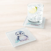 Baby Penguin Glass Onderzetter (Schuin)