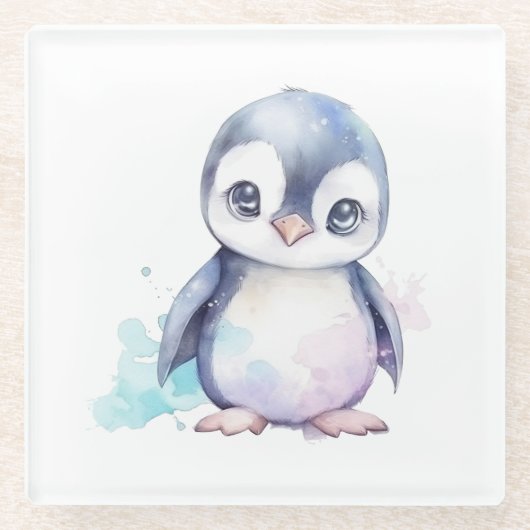 Baby Penguin Glass Onderzetter (Voorkant)