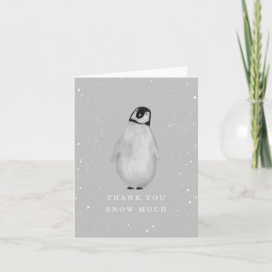 Baby Penguin Grijs Winterneutraal Baby shower Dank Bedankkaart (Voorkant)