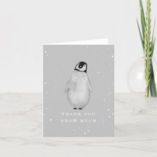 Baby Penguin Grijs Winterneutraal Baby shower Dank Bedankkaart