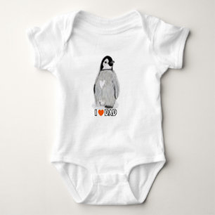 Baby Penguin hart I Love dad to shirt vest sleeper